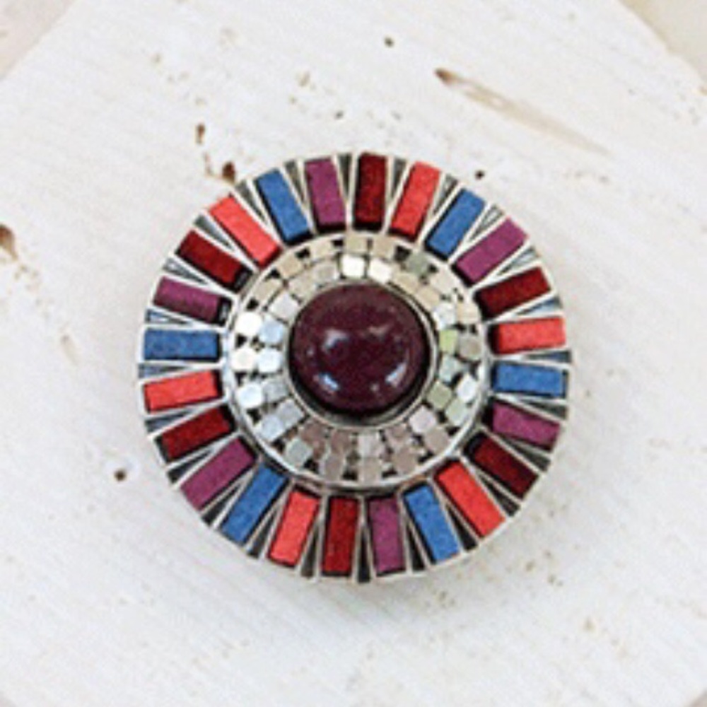 Statement Ring Metal & Felt Boho Sunburst Design